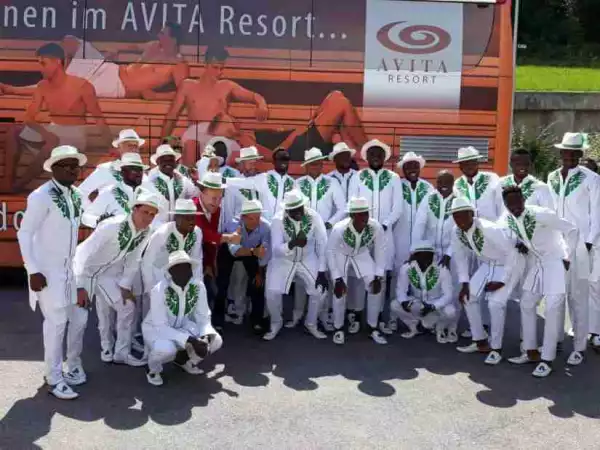 More Photos As Super Eagles Leave For Russia In Matching Green & White Outfits